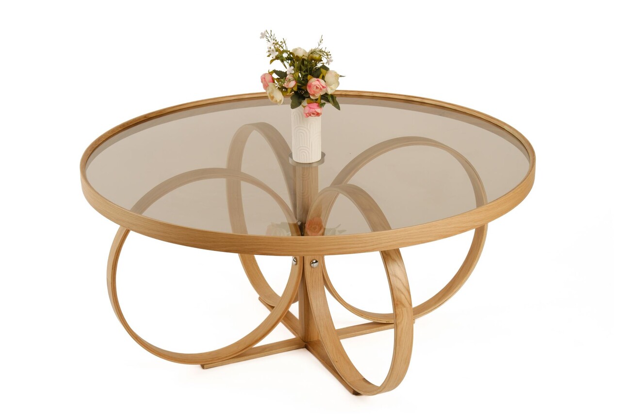 Masuta de cafea, Hanah Home, Tokyo, 100x47x100 cm, 100% SOLID OAK WOOD, Stejar - imagine 5